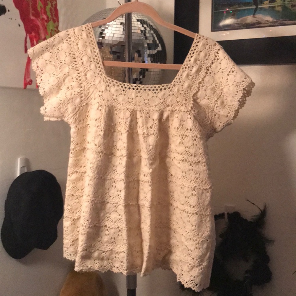 Crochet Cream Top